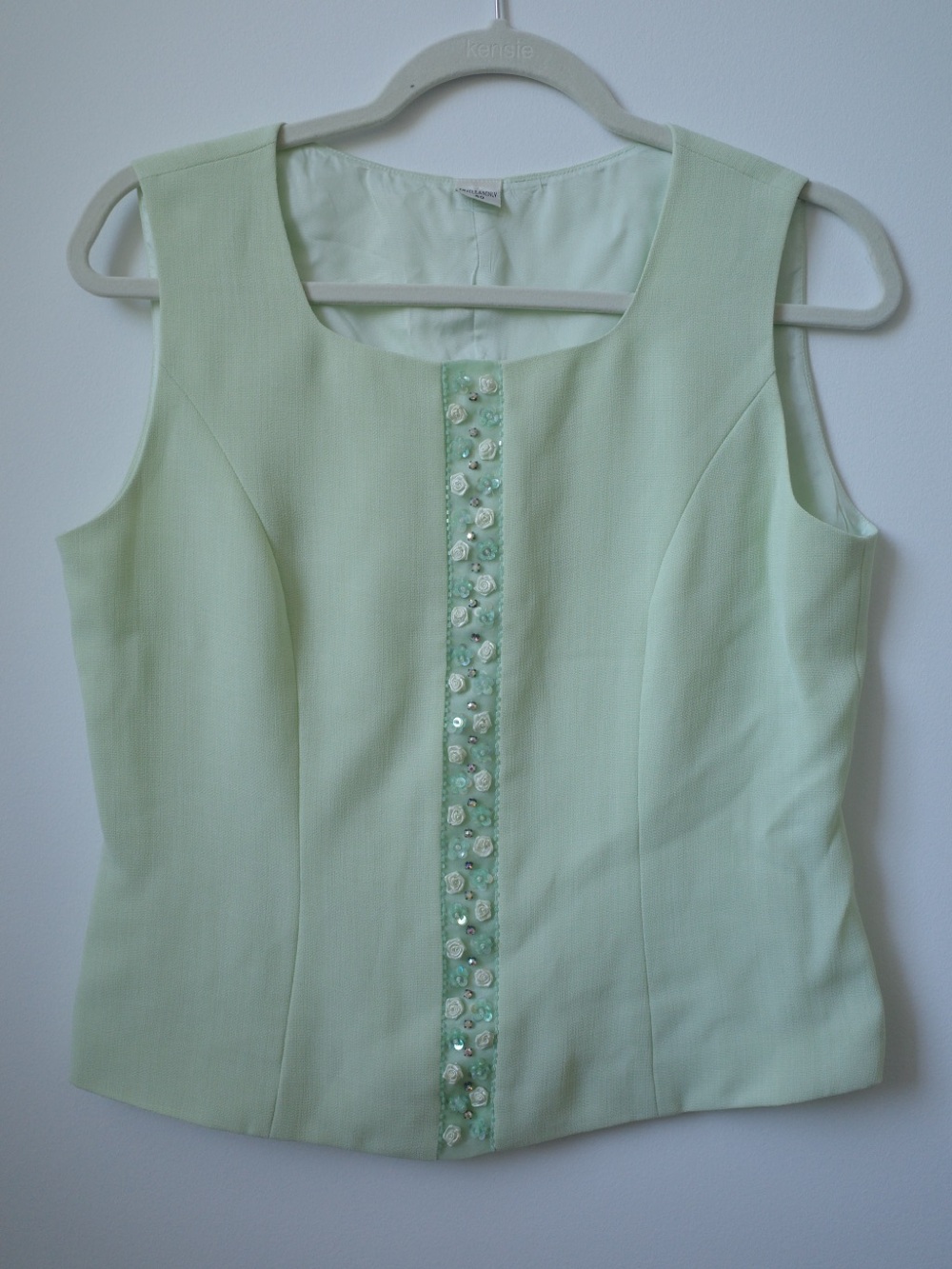 Vintage Sleeveless Mint Green Embellished Women’s Top size 40